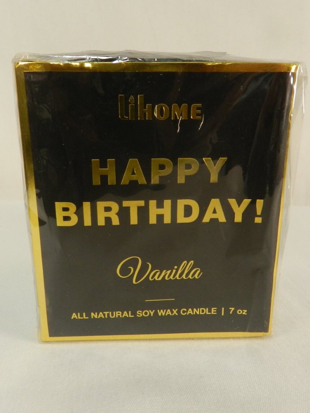 LiHome Happy Birthday Vanilla scent Soy Wax Candle 7 oz w/ Box Sealed NIB NEW